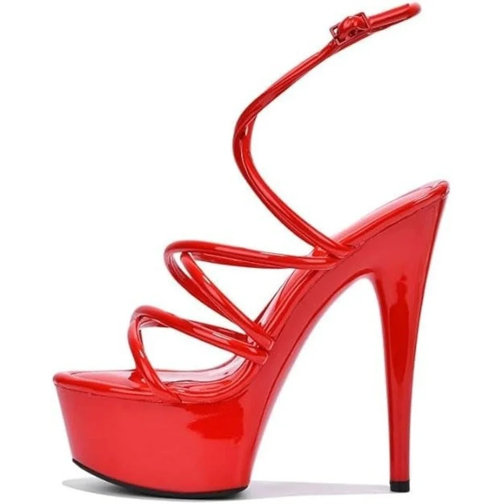Cape Robbin Women's Platform Stiletto High Heels Red Strappy Sexy Heel NEW 6!